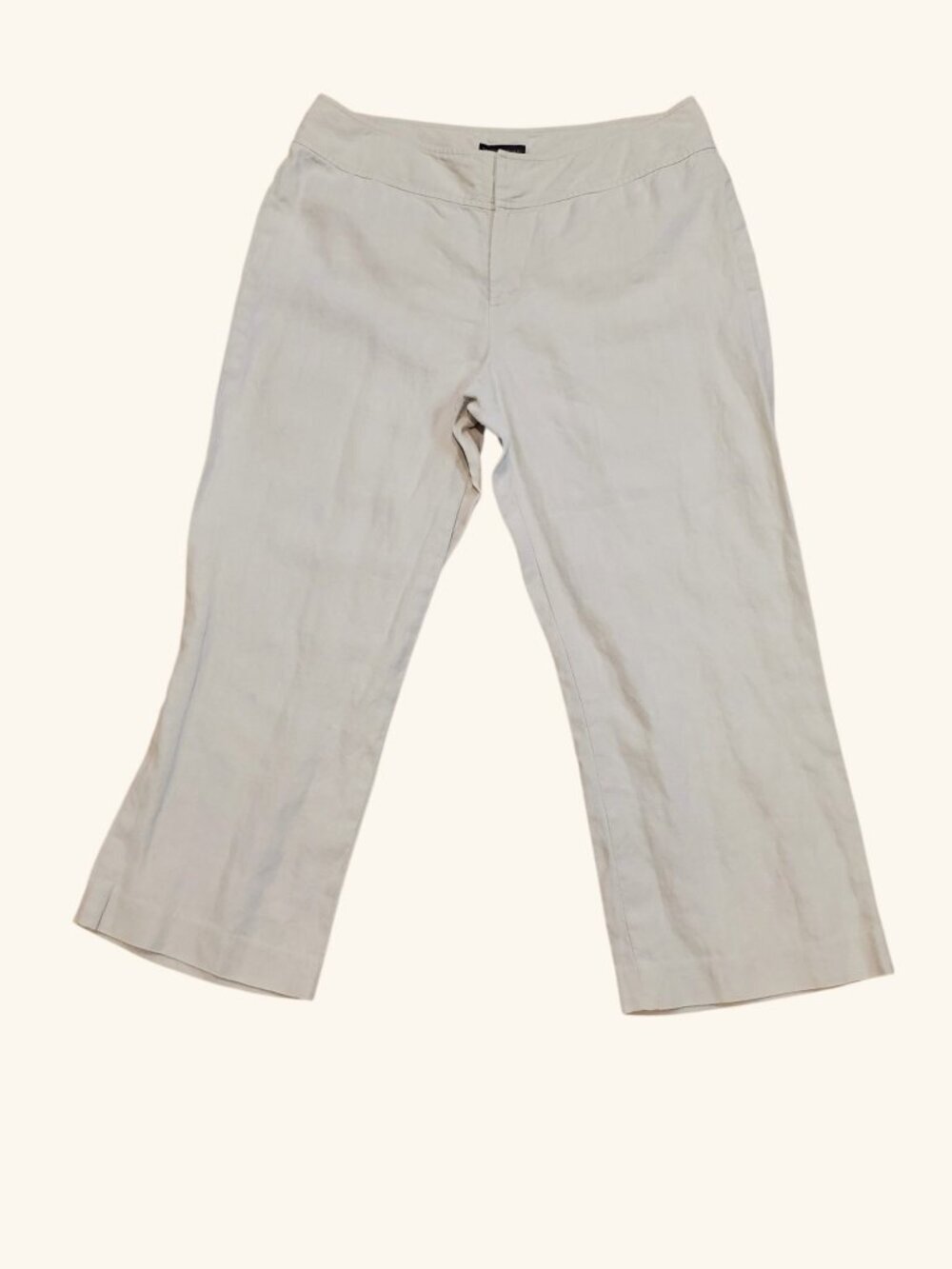 BANANA REPUBLIC Cropped Linen Pants Straight Relaxed Size 14 l Light Beige